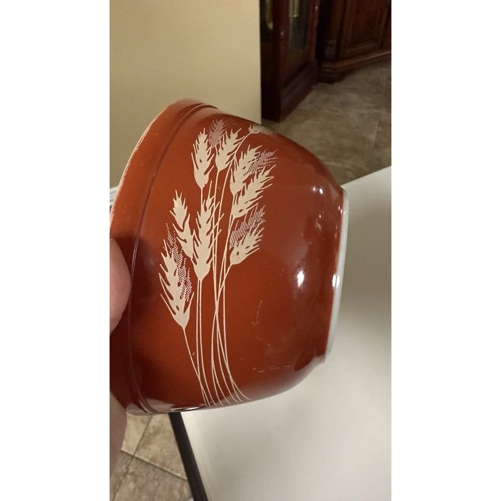 Vtg PYREX Autumn Harvest‎ Wheat Nesting Mixing Bowls Set of 2 (401 & 402) Retro